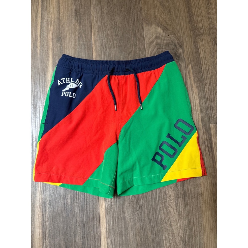 Polo Ralph Lauren Boys Swim Trunks Size 8 Multicolor Colorblock Logo - Picture 1 of 7